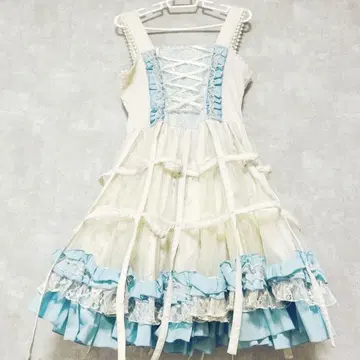 h.naoto FRILL 새장 점퍼 스커트 색스 화이트