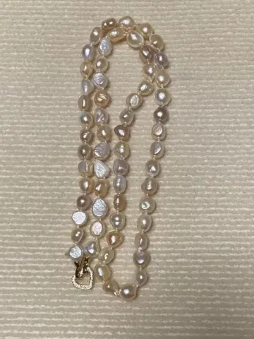 천연 바로크 담수 펄 목걸이 약 40cm