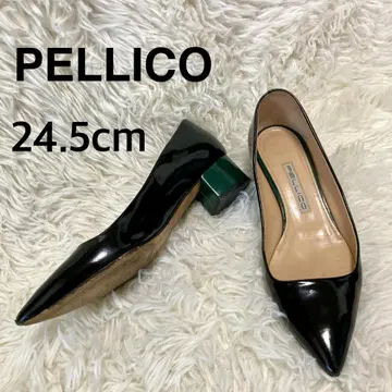 PELLICO 펠리코 에나멜 펌프스 스틸레토 24.5cm 블랙