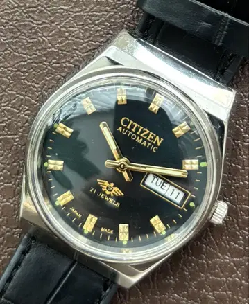 빈티지 CITIZEN 자동 시계 블랙 다이얼 21 jewels