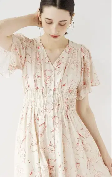 자카드 플라워 프린트 원피스