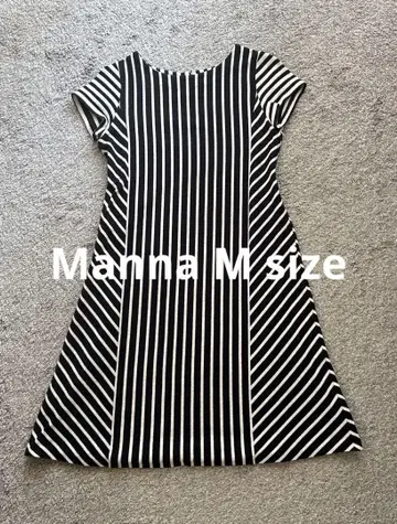 Manna 스트라이프 반팔 원피스 보더 여성용