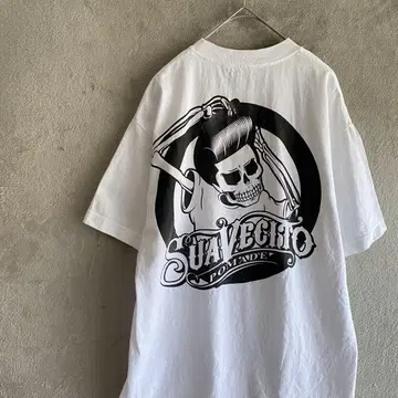 SUAVECITO 포마드 로고 프린트 티셔츠 M 화이트