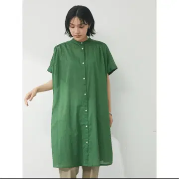 그린 파크스 인도 면 개더 튜닉 그린