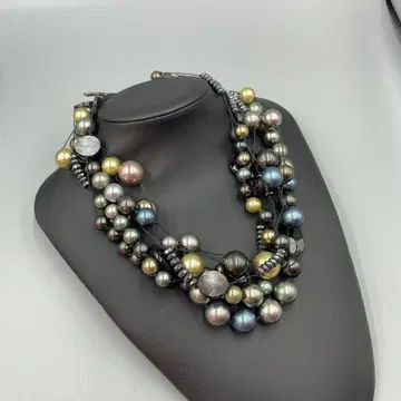 219 조개 다색 펄 레이어드 목걸이 전체 길이 약 50cm