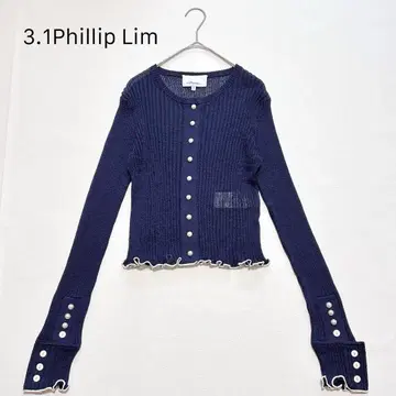 3.1Phillip Lim 필립 림 리브 니트 가디건 펄 네이비