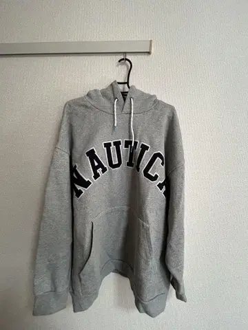NAUTICA 그레이 후드티 프론트 로고