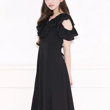 아프레 주르 apresjour 프릴 레이스업 원피스 블랙