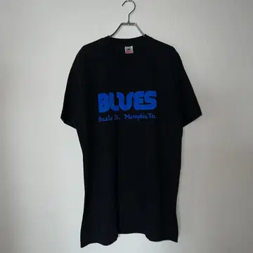 90s "BLUES" 폼 프린트 반팔 티셔츠 미국산
