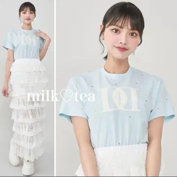 택 포함 새상품 다리치 색스 퀼팅 아플리케 비쥬 티셔츠 F