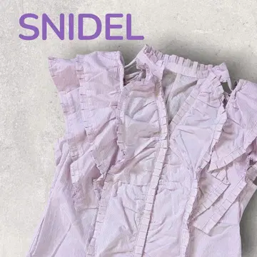 새상품 스나이델 쇼 스킨 프릴 블라우스 블라우스 핑크 스트라이프 면