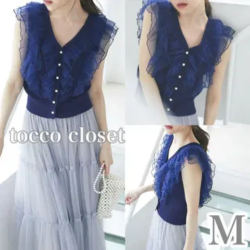 tocco closet 튤 프릴이 달린 펄 니트 베스트 M