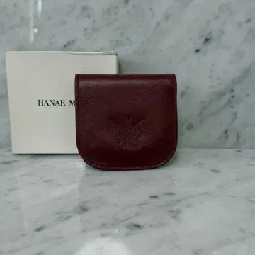 미사용 새상품 HANAE MORI 하나에모리 접이식 지갑 나비 천연 가죽