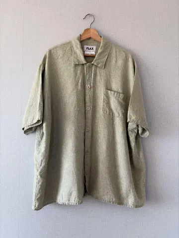 FLAX 반팔 셔츠 L 그린
