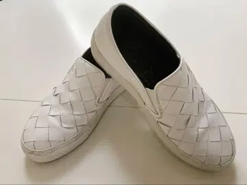 펠리코 사니 화이트 가죽 뜨개질 슬립온