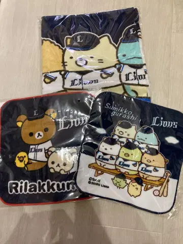 라이온스 리락쿠마 스미코구라시 타월 세트 3장