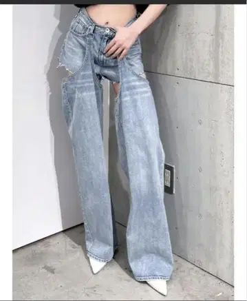 하이 웨스트 레이어드 디자인 2WAY 데님 팬츠