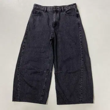 새상품급 25년산 지유 여성용 배럴 레그 청바지 XL 다크 그레이
