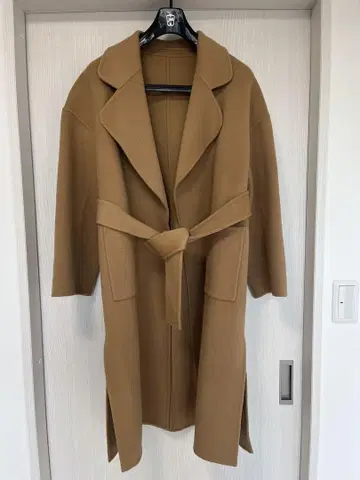 카멜 컬러 울 롱 코트 L