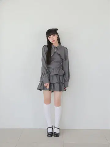 Bubbles/로즈 티어드 치마바지 + 로즈 레이어드 블라우스