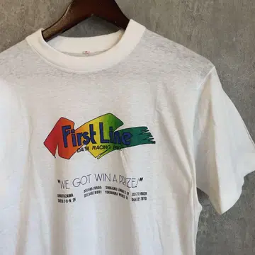 90s First Line 레이싱 티셔츠 화이트 L 상당