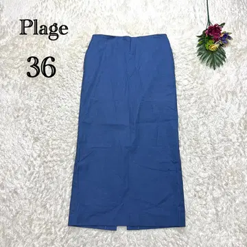 플라주 린넨 롱 타이트 스커트 일본제 블루 슬릿 여름 소재 S