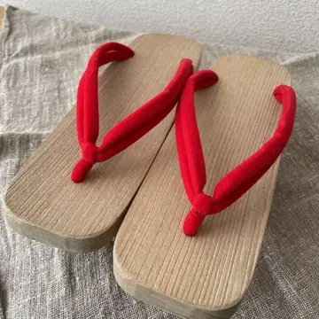 이토타다치 오동나무 나막신 빨간색 하나오 미사용 새상품 부품 나막신 노포