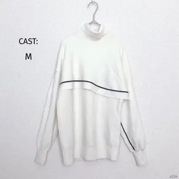 캐스트 콜론 | 라인 디자인 니트 [M] 비대칭 레이어드 스타일 하이넥