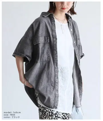 reca 레카 반팔 데님 셔츠 (p246373) 블랙