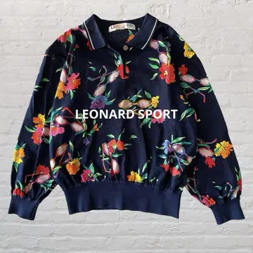 레오나르 LEONARD SPORT 썸머 니트 네이비 꽃무늬 긴팔