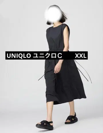 유니클로 C 개더 원피스 슬리브리스 블랙 2XL