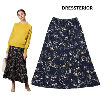 새상품 DRESSTERIOR 플라워 프린트 플레어 머메이드 스커트 꽃무늬