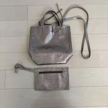 GENUINE LEATHER 여성용 핸드백 메탈 컬러 파우치 포함