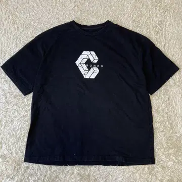 CRONOS 크로노스 티셔츠 반팔 오버 사이즈 센터 로고 블랙