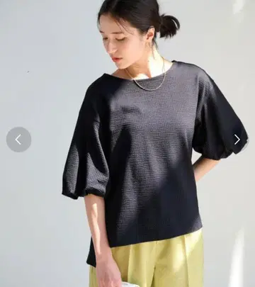 그린 라벨 축구 벌룬 슬리브 풀오버 티셔츠 블랙