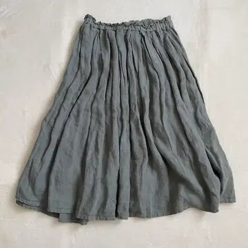 tumugu 츠무구 개더 스커트 카키 린넨