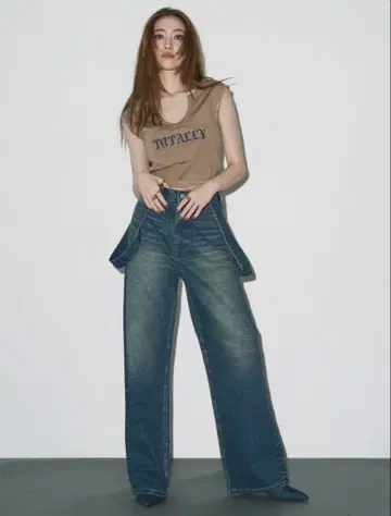 EVRIS 2way 살로펫 와이드 데님 팬츠