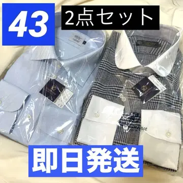 WindsorKnot 스카이블루와 체크 무늬의 긴팔 셔츠 2장 세트