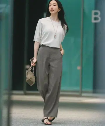 택 포함 미사용 23구 빅 사이즈 린넨 레이온 스트레치 와이드 팬츠