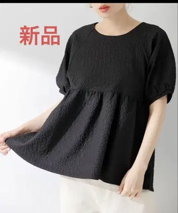 어반 리서치 후쿠레 자카드 반팔 블라우스