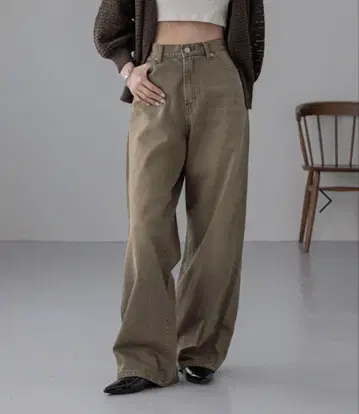 컬러 데님 팬츠 브라운 S