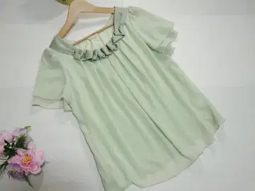 Rose Tiara 민트 그린 프릴 반팔 상의