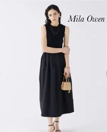 Mila Owen 미라 오웬 니트 도킹 원피스 블랙 검정