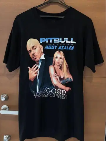 핏불 뮤지션 투어 티셔츠 힙합 페이드 블랙