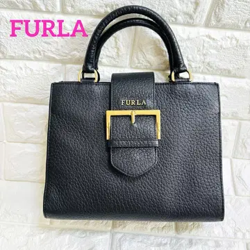 훌라 FURLA 블랙 검정 가죽 핸드백 숄더백 골드