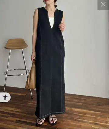 CAPRICIEUX LE'MAGE I 라인 데님 원피스 블랙 F