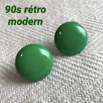 90s 비타민 컬러 그린 오벌 귀걸이 원형 레트로 팝 시대물