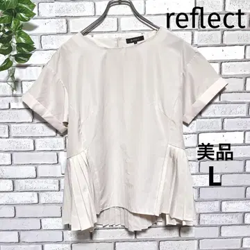 리플렉트 밑단 플리츠 반팔 블라우스 페플럼 베이지 L 넉넉한