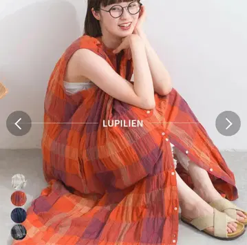lupilien 루피리안 체크 셔링 슬리브리스 원피스
