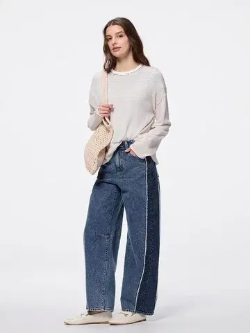 지유 투톤 배럴 청바지 XL